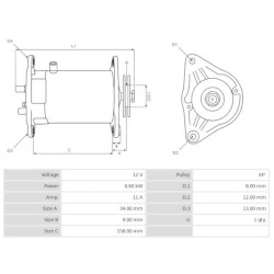 Starter-generator replaces GSB10702B Club Car / Yamaha