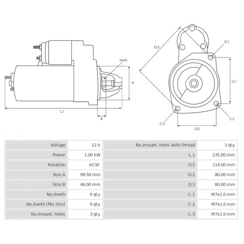 Starter replacing VALEO 432562 / 436057 / 6215 / D9E104