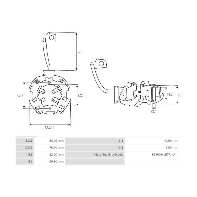 portaescobillas para motor de arranque Iskra AZE4122 / AZE4123 / AZE4125