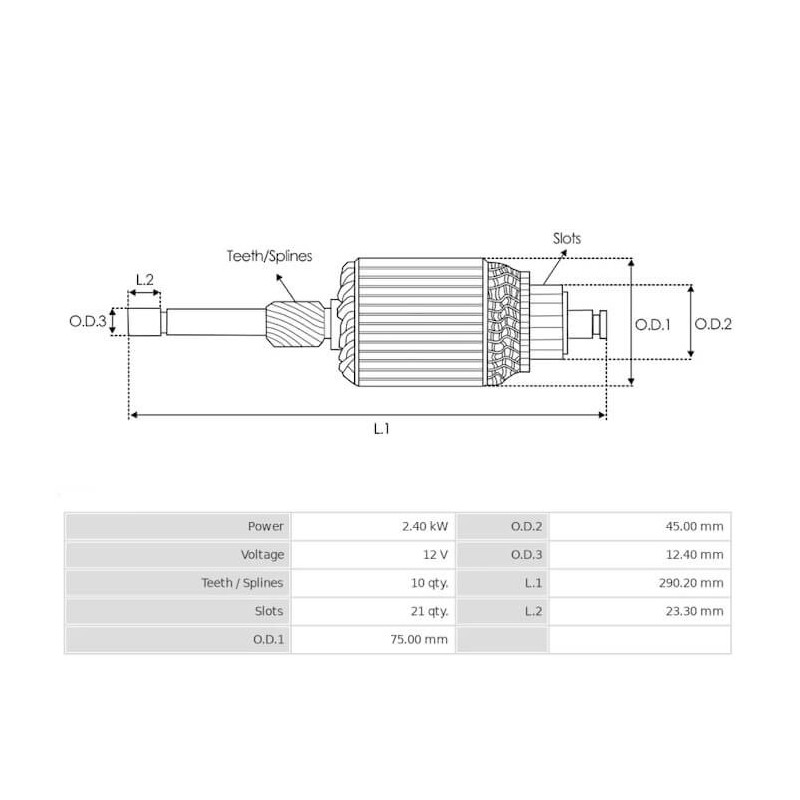 Armature for starter BOSCH 0001362034 / 0001362035 / 0001362036 Armature for starter BOSCH 0001362034 / 0001362035 / 0001362036