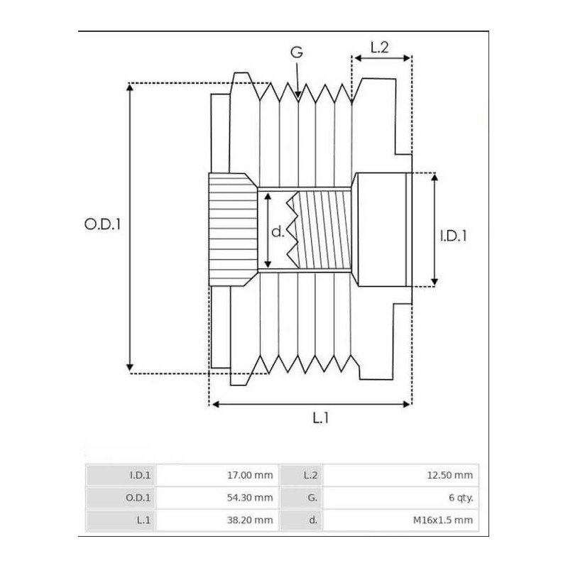 Poulie debrayable pour Lichtmaschine VALEO 2542693 / 2542832 / 2542924 