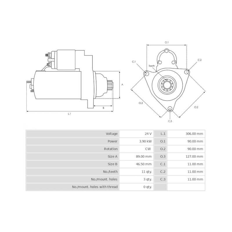 Motor de arranque sustituye8200921 / 0071511501 Mercedes Benz 3.9 kw