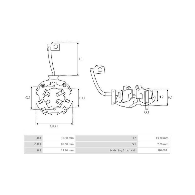 portaescobillas para motor de arranque Denso128000-2680 / 128000-2682 / 128000-5210