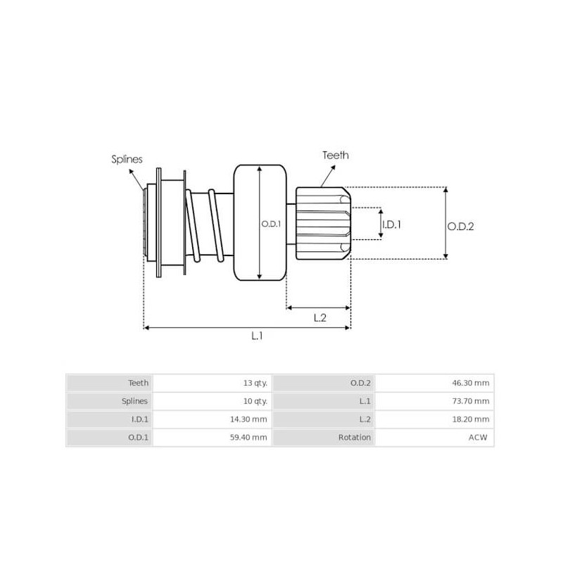 Pignone per motorino di avviamento Bosch 0001363103 / 0001366010