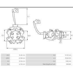 Couronne/portaescobillas para motor de arranque Mitsubishi M0T60081/M0T60081A/M0T60181/m0t70881
