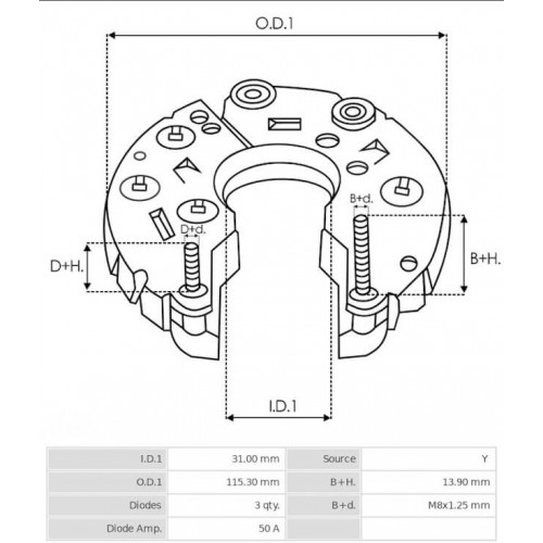 Rectifier for alternator Bosch F000BL060H / F000BL0782