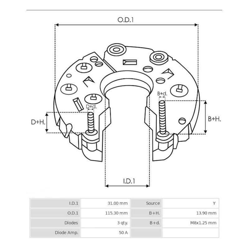 Pont de diode pour alternateur Bosch F000BL060H / F000BL0782