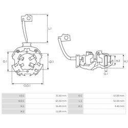 portaescobillas para motor de arranque Mitsubishi M00T22471 / m0t20871 / M0T20871ZE