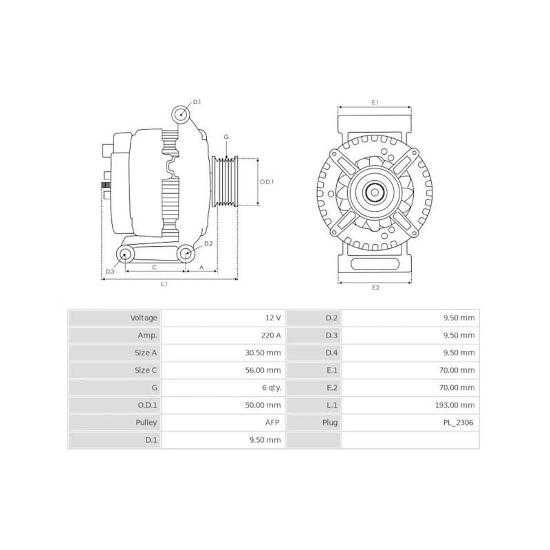 Lichtmaschine ersetzt TG23C017 / A6461540802 Mercedes 220A