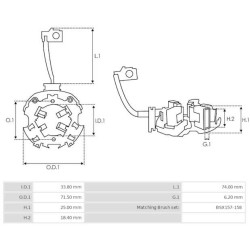 portaescobillas para motor de arranque Bosch 0001110126 / 0001110127 / 0001110128 / 0001110129