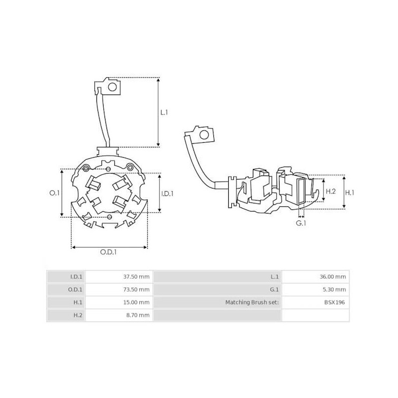 portaescobillas para motor de arranque Bosch 0001116001 / 0001116003 / 0001116005