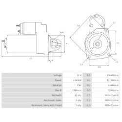 Motor de arranque sustituyevaléo ESW20E26 / ESW2014 / ESW20E260