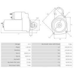 Motor de arranque sustituyee S114887A / S114887 / LRS04020 / 8200718435 /