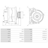 Alternateur équivalent 4661998 / 4671041 / 4793189 / 4793190 / 3004583 / A002T81192ZC