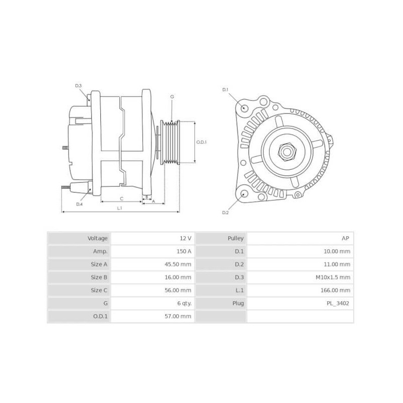 Alternatore sostituisce A002TX2991 / A2TX2991 / CK4T10300AB Alternatore sostituisce A002TX2991 / A2TX2991 / CK4T10300AB