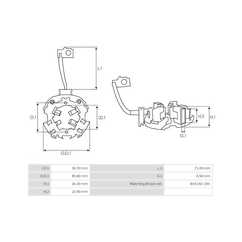 Kohlenhalter für anlasser BOSCH 0001223001 / 0001223003 / 0001223005 / 0001223007 / 0001223010