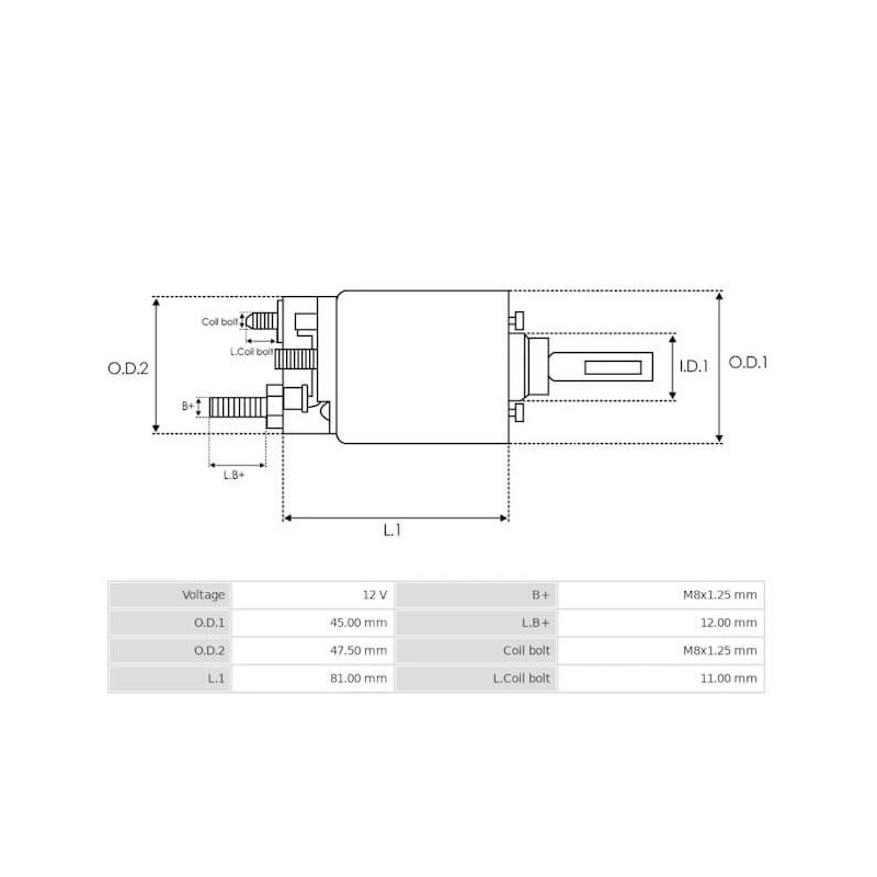 Solenoide para motor de arranque Ducellier 6160D / 6160E / 6160F / 6160G