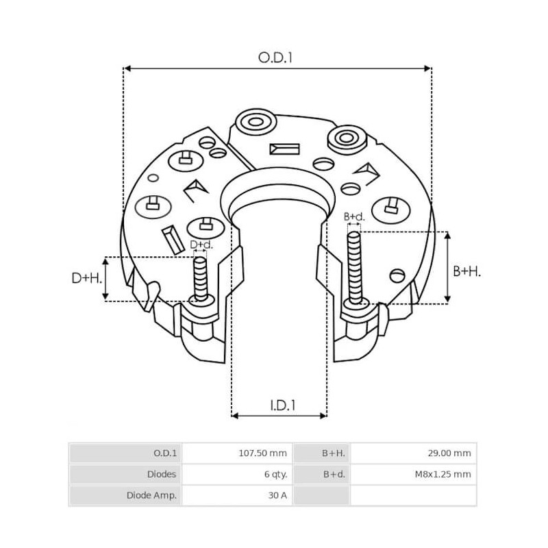 Gleichrichter für lichtmaschine Mitsubishi A2T37976 / A2T81499