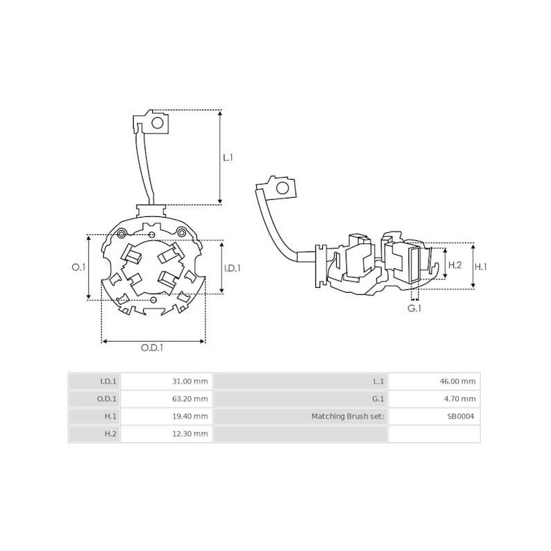 Porte balais pour démarreur Bosch 0001107401 / 0001107402 / 0001107403 Porte balais pour démarreur Bosch 0001107401 / 0001107402 / 0001107403