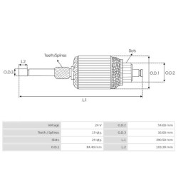 Armadura para motor de arranque  Delco remy 10478815 / 10478817