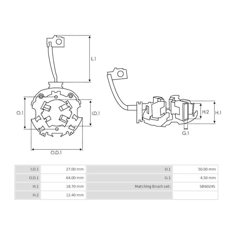Porte balais pour démarreur Denso 428000-7200 / 428000-7210 Porte balais pour démarreur Denso 428000-7200 / 428000-7210