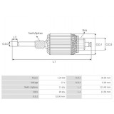 Induit pour démarreur Bosch 0001107104 / 0001107402 / 0001107403