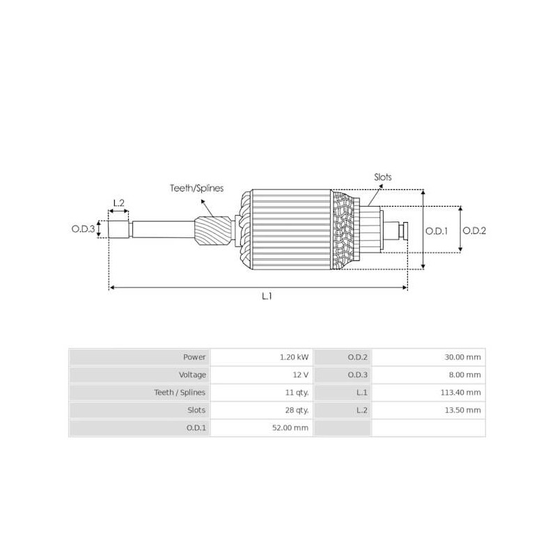 Armature for starter Bosch 0001107104 / 0001107402 / 0001107403