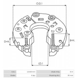 Pont de diode/Gleichrichters pour Lichtmaschine HITACHI LT115-52 / LT120-05 / LT120-21 / lt125-06