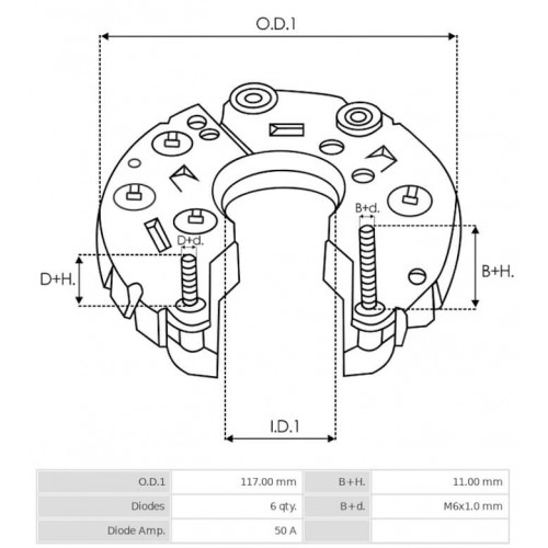 Piastra diodi per alternatore Denso 102211-0750 / 104210-2320 / 104210- 2520