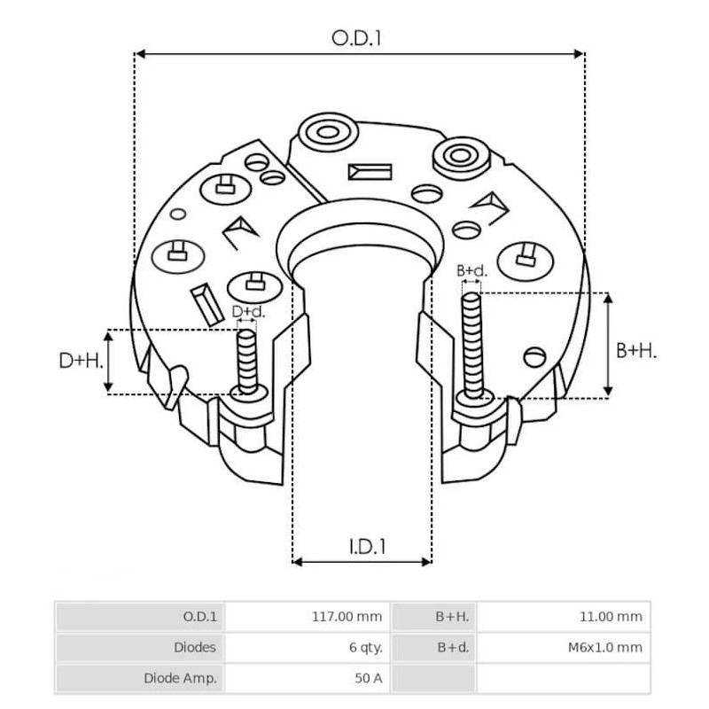 Piastra diodi per alternatore Denso 102211-0750 / 104210-2320 / 104210- 2520 Piastra diodi per alternatore Denso 102211-0750 / 104210-2320 / 104210- 2520