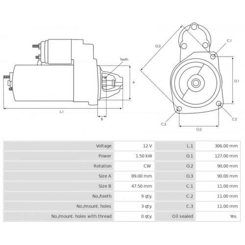 Motorino di avviamento sostituisce 10455327 / 10461606 / 1107204 per Hyster