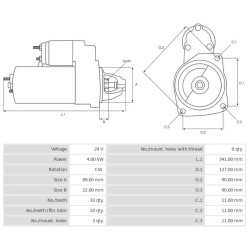 Motor de arranque sustituye Bosch 0001368306 / 0001368304 / 0001368070