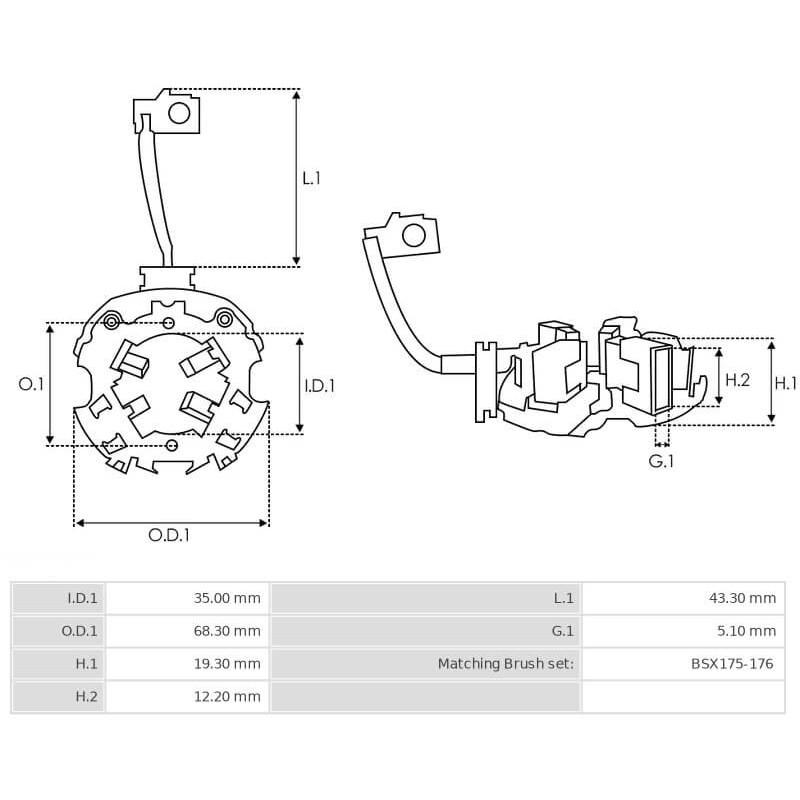 portaescobillas para motor de arranque Bosch 0001106018 / 0001106019 / 0001106022