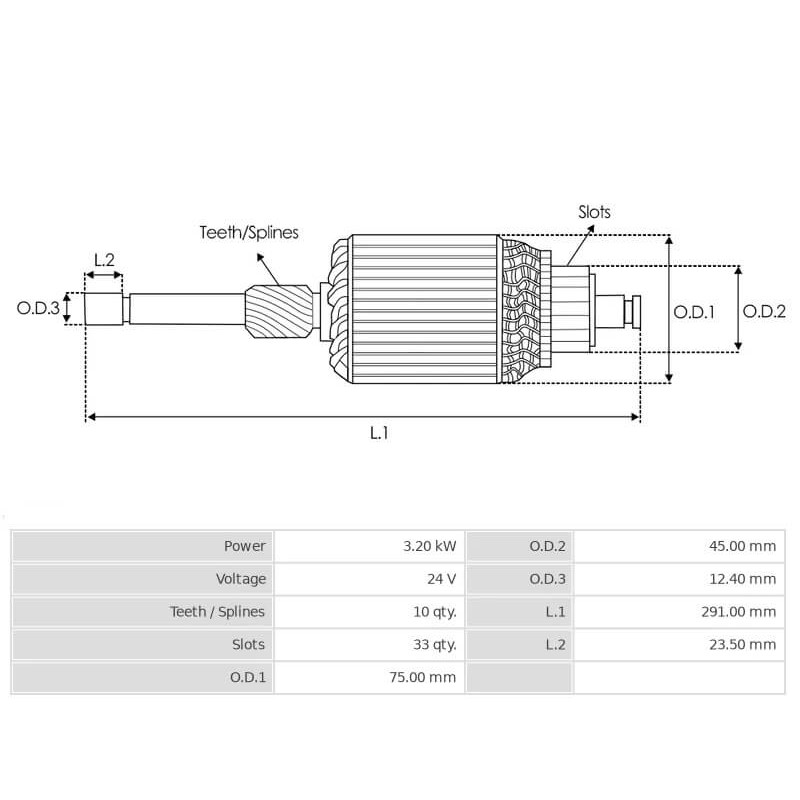 Anker für anlasser Bosch 0001363101 / 0001363102