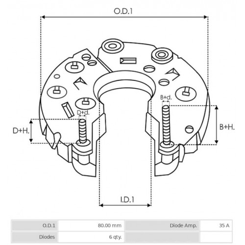 Pont de diode pour alternateur Delco remy 10SI / 20SI / 30SI / 32SI / 40SI
