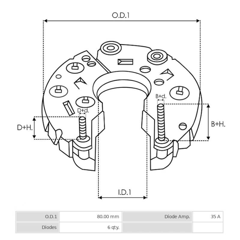 Pont de diode pour alternateur Delco remy 10SI / 20SI / 30SI / 32SI / 40SI Pont de diode pour alternateur Delco remy 10SI / 20SI / 30SI / 32SI / 40SI