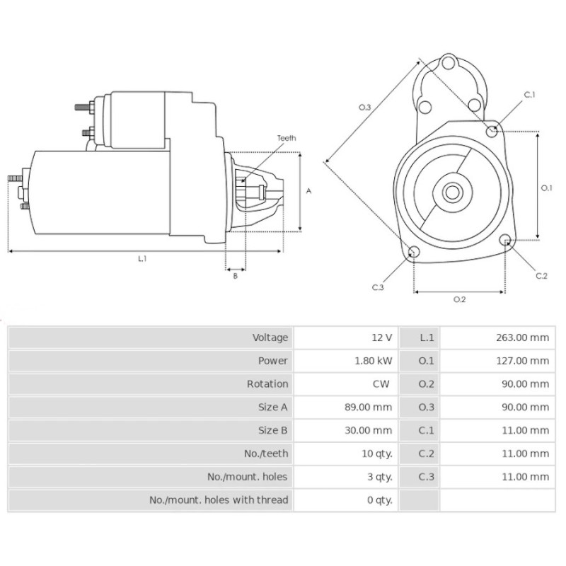 Motor de arranque sustituye2873B058 / 2873B059 / 42790141 para Perkins marine