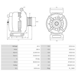 Alternator Mitsubishi A004TRG791 / A004TR6091AM Scania 100A