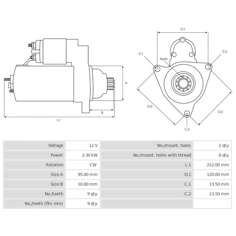 Anlasser ersetzt S13-557B / 8980281980 / 8980281990