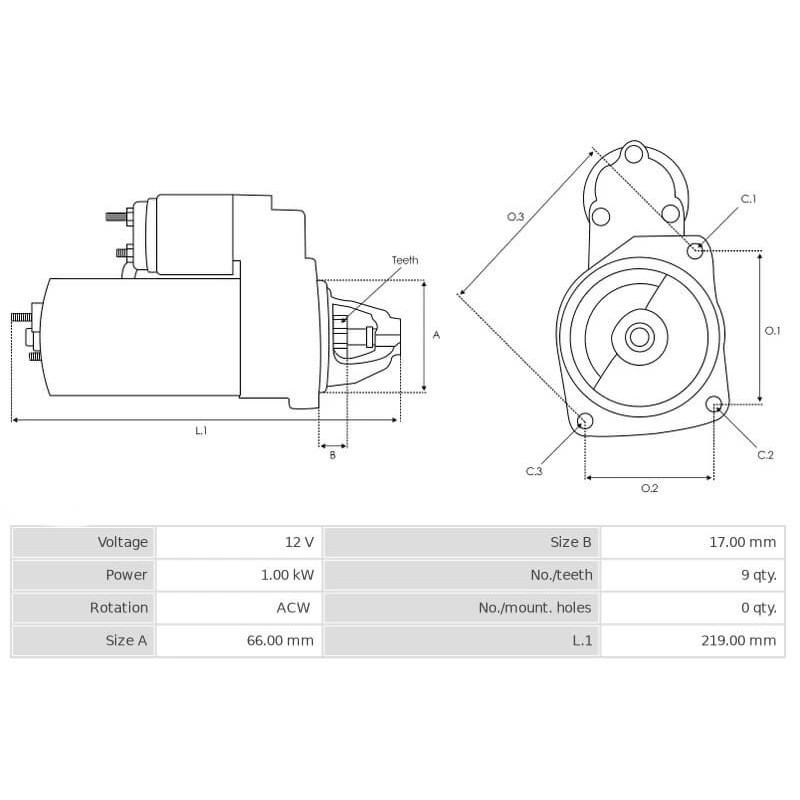 Démarreur MAHLE MS436 / AZE1240 remplace 50483500 Hatz 1.0 kw