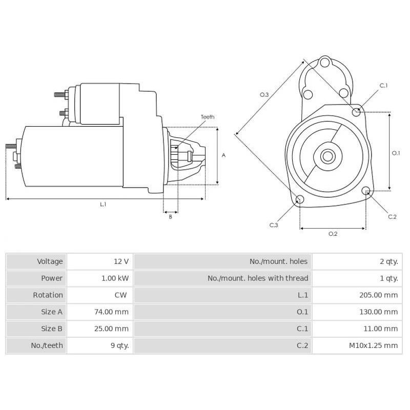 Motorino di avviamento sostituisce ESW10E1 / 1612092880  / 28100-0Q091