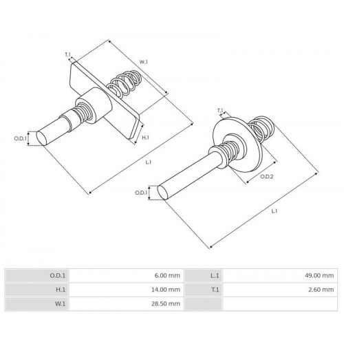 Contact mobile pour solenoide valéo ced517 / ced518 / CED521 / ced528 / ced533 / ced540