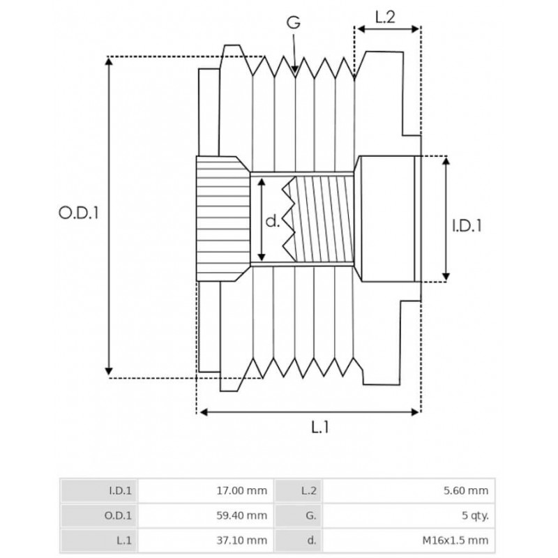 Riemenscheibe für lichtmaschine Kia 0K553-18-300A / 0K554-18-300 / 0K554-18-300A