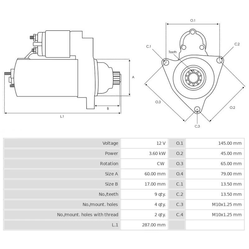 Motorino di avviamento sostituisce M008T55071 / M008T55073 / ME015766