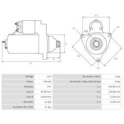 Anlasser ersetzt 0-24000-0030 / 024000-0044 / 600-863-3220 Komatsu 3.0 kw