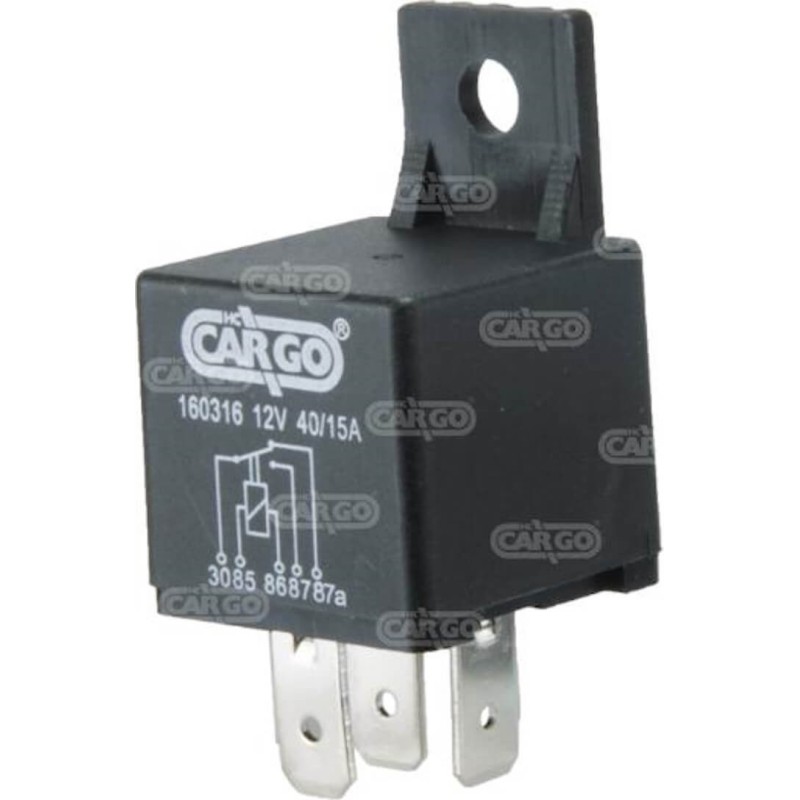 Relais deux contacts  12 Volts - 15/40 Amp remplace DEUTZ-FAHR 01163922 et BOSCH 0986AH0625