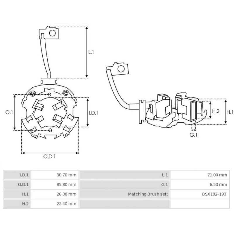 portaescobillas para motor de arranque Bosch 0001218728 / 0001218772 / 0001218774