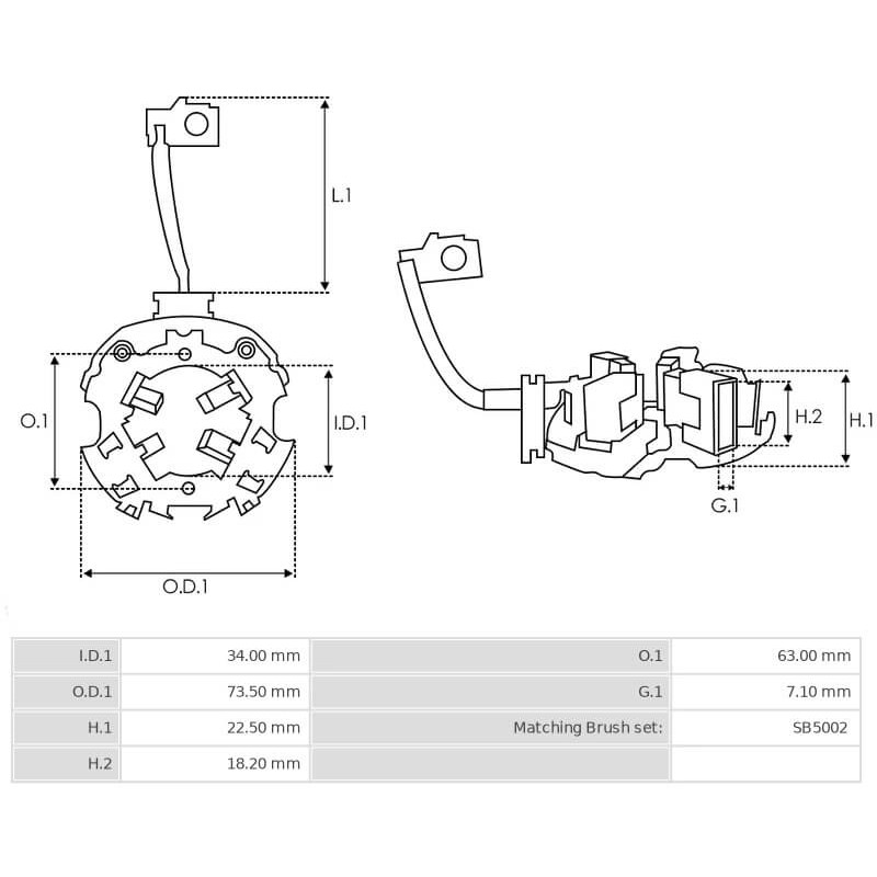 Kohlenhalter für anlasser MITSUBISHI M2T54271 / M2T54272 / M2T54371