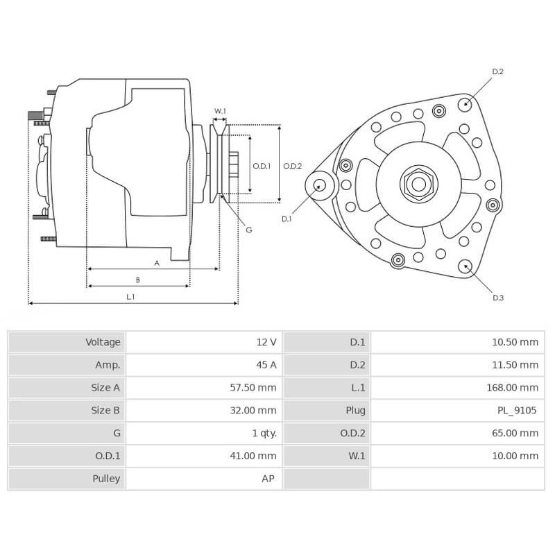 Lichtmaschine remplace 63320001 / 063321000 / 7683167