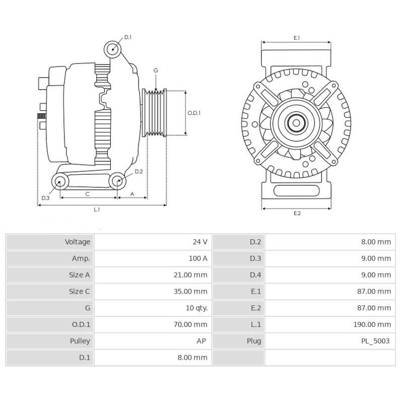 Alternateur Mitsubishi A004TRG692 / A004TRG692AM Scania 100A